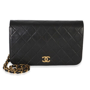 Chanel Vintage 24k Black Quilted Lambskin Full Flap Bag
